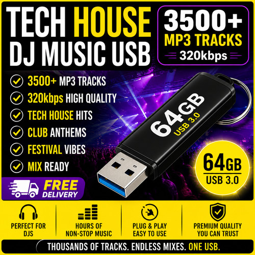 Tech house music usb 64gb - house,
